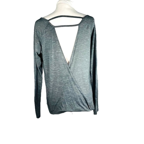 KYODAN top long sleeve cut out back round neck grey marled style usl2505 Size M - Picture 6 of 12